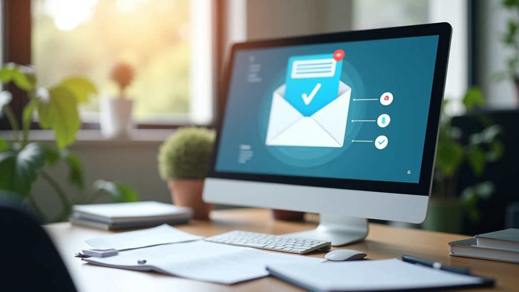 Ecran de calculator arătând interfață de gestionare a emailurilor cu agenți AI care procesează mesajele