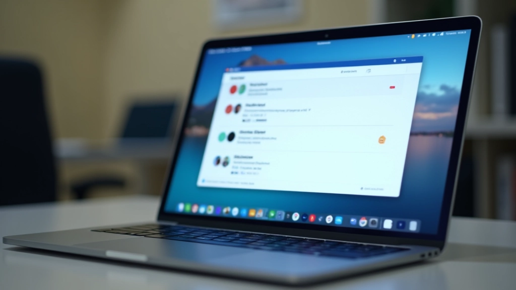 Interfață email pe ecranul laptopului cu notificări și folder-uri deschise